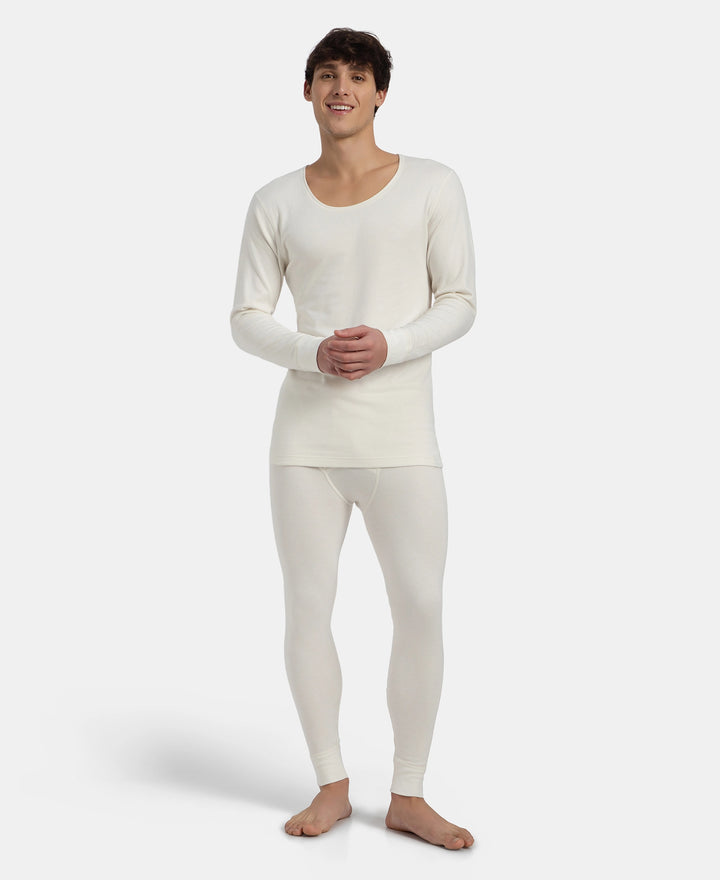 Super Combed Cotton Rich Brushed Fabric Full Sleeved Thermal Undershirt with StayWarm Technology - Off White