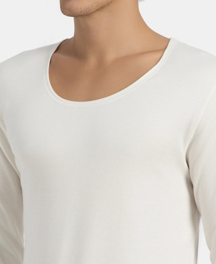 Super Combed Cotton Rich Brushed Fabric Full Sleeved Thermal Undershirt with StayWarm Technology - Off White