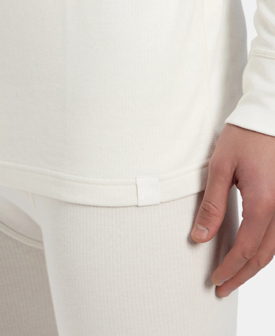 Super Combed Cotton Rich Brushed Fabric Full Sleeved Thermal Undershirt with StayWarm Technology - Off White