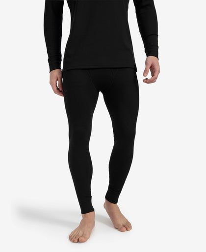 Super Combed Cotton Rich Brushed Fabric Thermal Long John with StayWarm Technology - Black