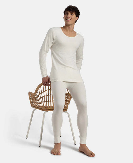 Super Combed Cotton Rich Brushed Fabric Thermal Long John with StayWarm Technology - Off White