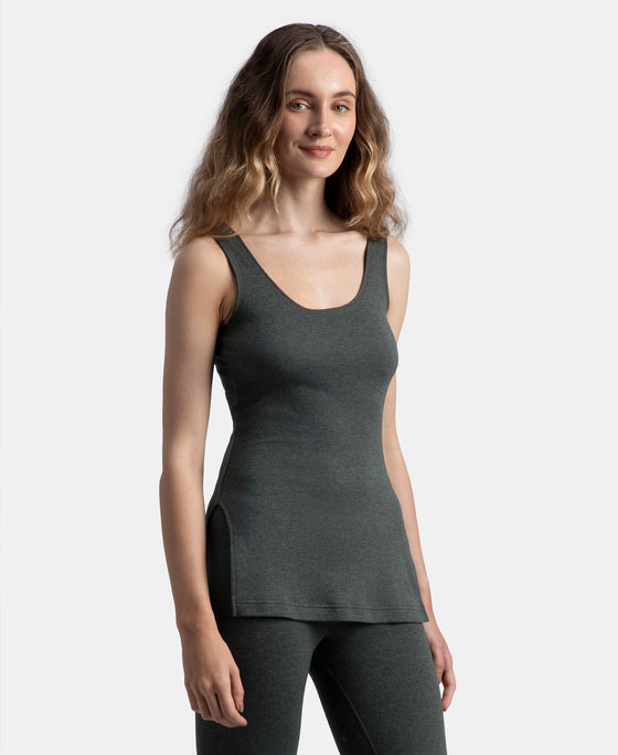 Super Combed Cotton Rich Brushed Fabric Thermal Tank Top with StayWarm Technology - Charcoal Melange