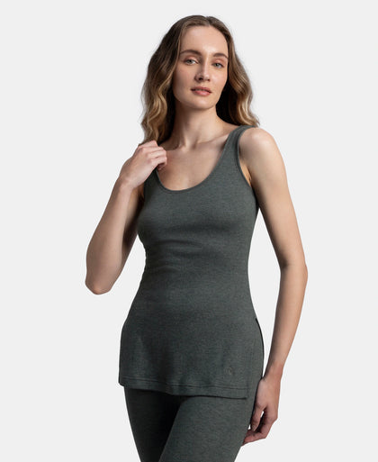 Super Combed Cotton Rich Brushed Fabric Thermal Tank Top with StayWarm Technology - Charcoal Melange