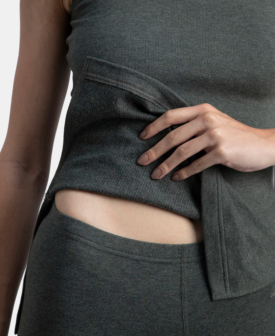 Super Combed Cotton Rich Brushed Fabric Thermal Tank Top with StayWarm Technology - Charcoal Melange