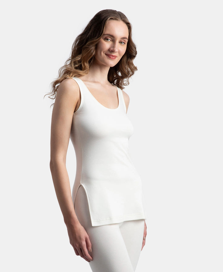 Super Combed Cotton Rich Brushed Fabric Thermal Tank Top with StayWarm Technology - Off White