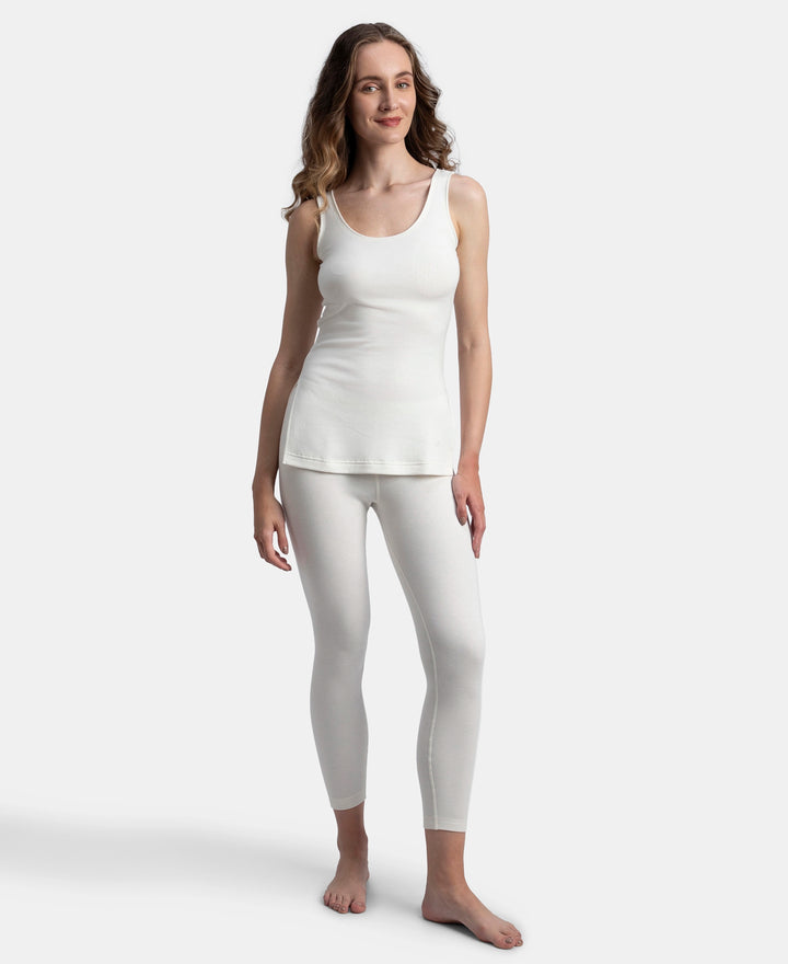 Super Combed Cotton Rich Brushed Fabric Thermal Tank Top with StayWarm Technology - Off White