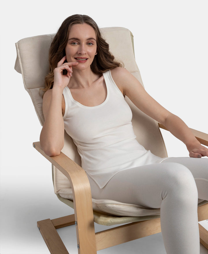 Super Combed Cotton Rich Brushed Fabric Thermal Tank Top with StayWarm Technology - Off White
