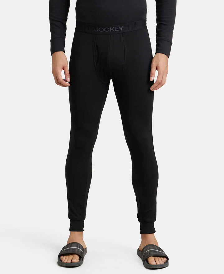 Soft Touch Microfiber Elastane Stretch Fleece Fabric Thermal Long John with StayWarm Technology - Black-1