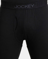 Soft Touch Microfiber Elastane Stretch Fleece Fabric Thermal Long John with StayWarm Technology - Black-7