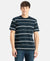 Super Combed Cotton Rich Striped Round Neck Half Sleeve T-Shirt - Navy & Ecru