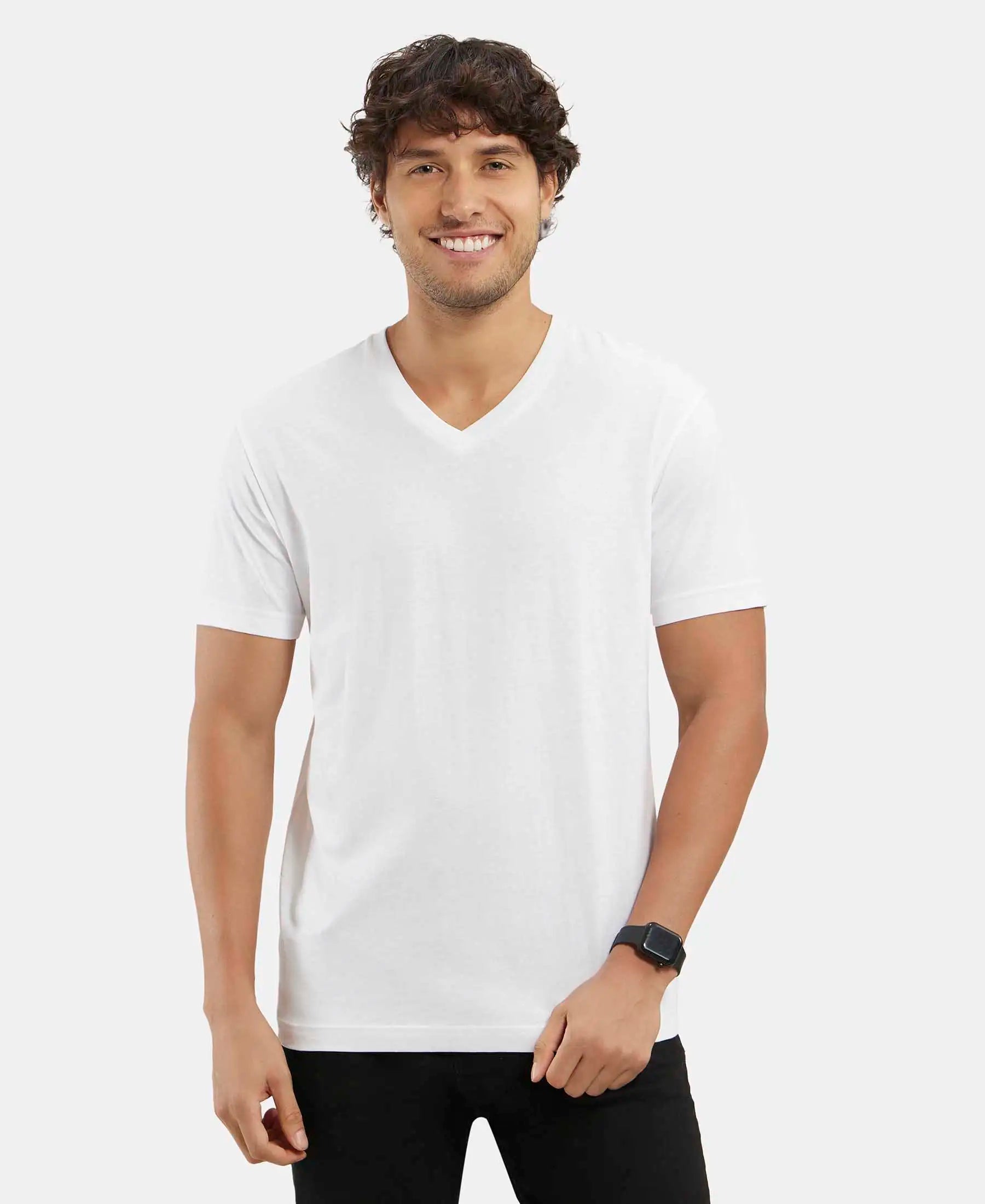 Buy Super Combed Cotton Rich Solid V Neck Half Sleeve T Shirt White 2726 Jockey India