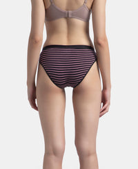 Medium Coverage Super Combed Cotton Elastane Stretch Mid Waist Bikini With Exposed Waistband and StayFresh Treatment - Black, Classic Navy & Valerian (Pack of 3)