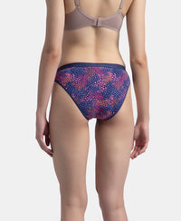 Medium Coverage Super Combed Cotton Elastane Stretch Mid Waist Bikini With Exposed Waistband and StayFresh Treatment - Black, Classic Navy & Valerian (Pack of 3)