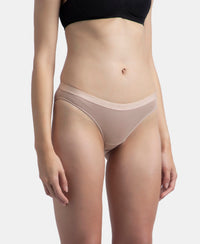 Medium Coverage Super Combed Cotton Elastane Stretch Mid Waist Bikini With Exposed Waistband and StayFresh Treatment - Candlelight Peach, Potent Purple & Mocha (Pack of 3)