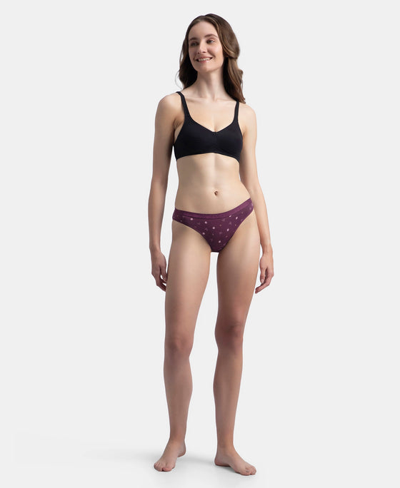 Medium Coverage Super Combed Cotton Elastane Stretch Mid Waist Bikini With Exposed Waistband and StayFresh Treatment - Candlelight Peach, Potent Purple & Mocha (Pack of 3)