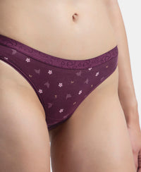 Medium Coverage Super Combed Cotton Elastane Stretch Mid Waist Bikini With Exposed Waistband and StayFresh Treatment - Candlelight Peach, Potent Purple & Mocha (Pack of 3)