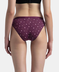 Medium Coverage Super Combed Cotton Elastane Stretch Mid Waist Bikini With Exposed Waistband and StayFresh Treatment - Candlelight Peach, Potent Purple & Mocha (Pack of 3)