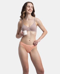 Medium Coverage Super Combed Cotton Elastane Stretch Mid Waist Bikini With Exposed Waistband and StayFresh Treatment - Valerian, Candlelight Peach & Classic Navy (Pack of 3)