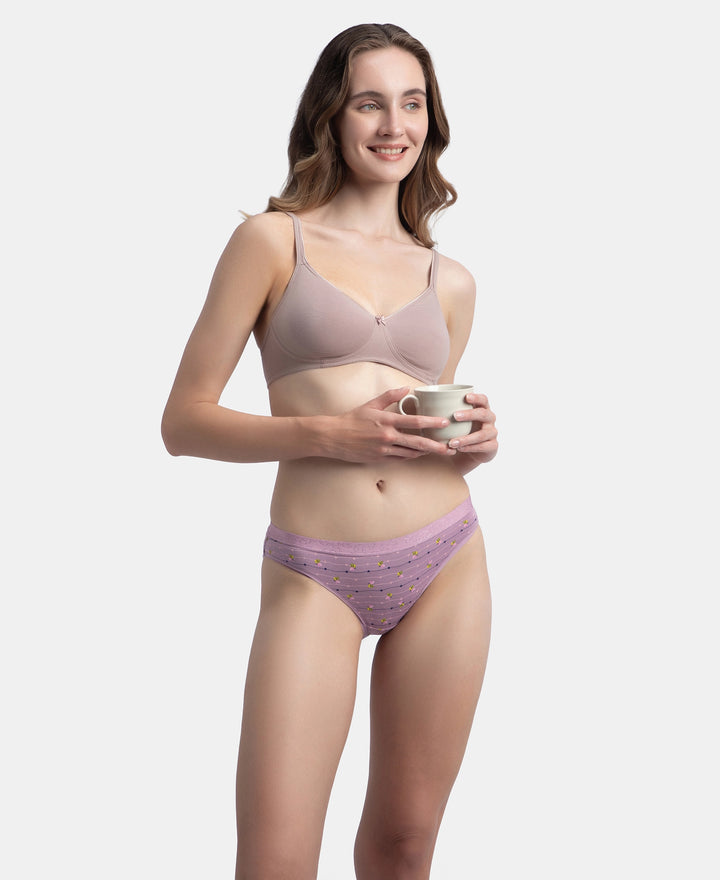 Medium Coverage Super Combed Cotton Elastane Stretch Mid Waist Bikini With Exposed Waistband and StayFresh Treatment - Valerian, Candlelight Peach & Classic Navy (Pack of 3)