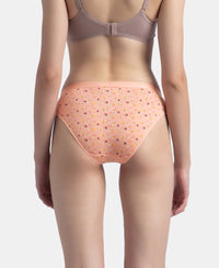 Medium Coverage Super Combed Cotton Elastane Stretch Mid Waist Bikini With Exposed Waistband and StayFresh Treatment - Valerian, Candlelight Peach & Classic Navy (Pack of 3)