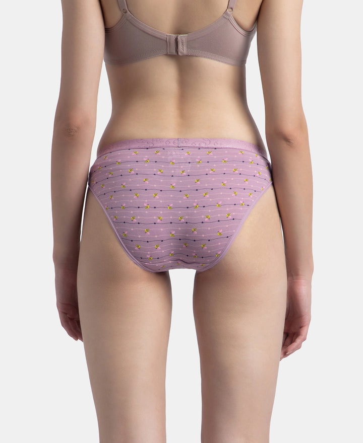 Medium Coverage Super Combed Cotton Elastane Stretch Mid Waist Bikini With Exposed Waistband and StayFresh Treatment - Valerian, Candlelight Peach & Classic Navy (Pack of 3)