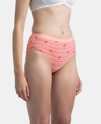 High Coverage Super Combed Cotton Elastane Stretch Mid Waist Hipster With Exposed Waistband - Candlelight Peach, Potent Purple & Mocha (Pack of 3)