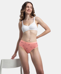 High Coverage Super Combed Cotton Elastane Stretch Mid Waist Hipster With Exposed Waistband - Candlelight Peach, Potent Purple & Mocha (Pack of 3)