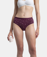 High Coverage Super Combed Cotton Elastane Stretch Mid Waist Hipster With Exposed Waistband - Candlelight Peach, Potent Purple & Mocha (Pack of 3)