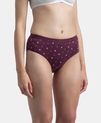 High Coverage Super Combed Cotton Elastane Stretch Mid Waist Hipster With Exposed Waistband - Candlelight Peach, Potent Purple & Mocha (Pack of 3)