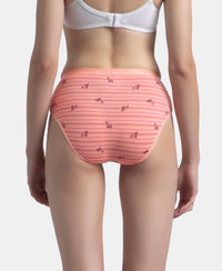 High Coverage Super Combed Cotton Elastane Stretch Mid Waist Hipster With Exposed Waistband - Candlelight Peach, Potent Purple & Mocha (Pack of 3)