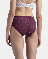 High Coverage Super Combed Cotton Elastane Stretch Mid Waist Hipster With Exposed Waistband - Candlelight Peach, Potent Purple & Mocha (Pack of 3)