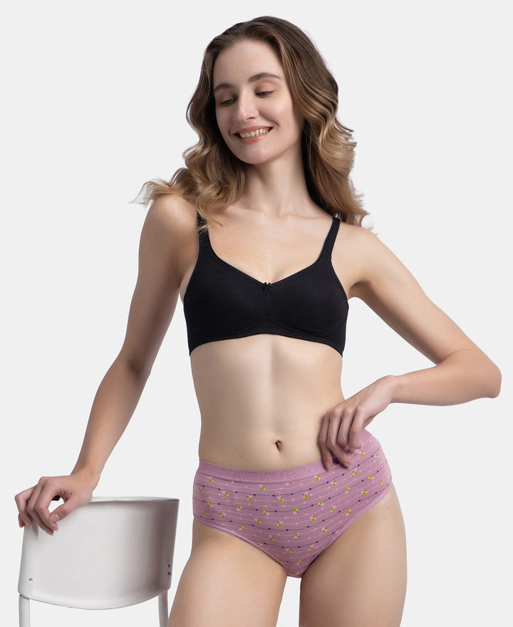 High Coverage Super Combed Cotton Elastane Stretch Mid Waist Hipster With Exposed Waistband - Valerian, Candlelight Peach & Classic Navy (Pack of 3)