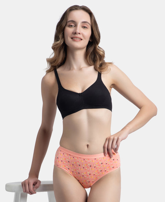 High Coverage Super Combed Cotton Elastane Stretch Mid Waist Hipster With Exposed Waistband - Valerian, Candlelight Peach & Classic Navy (Pack of 3)