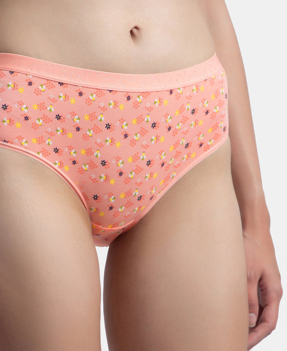 High Coverage Super Combed Cotton Elastane Stretch Mid Waist Hipster With Exposed Waistband - Valerian, Candlelight Peach & Classic Navy (Pack of 3)