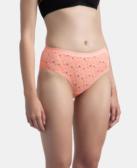 High Coverage Super Combed Cotton Elastane Stretch Mid Waist Hipster With Exposed Waistband - Valerian, Candlelight Peach & Classic Navy (Pack of 3)