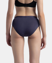 High Coverage Super Combed Cotton Elastane Stretch Mid Waist Hipster With Exposed Waistband - Valerian, Candlelight Peach & Classic Navy (Pack of 3)