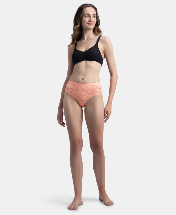 High Coverage Super Combed Cotton Elastane Stretch Mid Waist Hipster With Exposed Waistband - Valerian, Candlelight Peach & Classic Navy (Pack of 3)