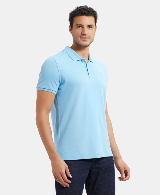 Super Combed Cotton Rich Solid Half Sleeve Polo T-Shirt - Alaskan Blue