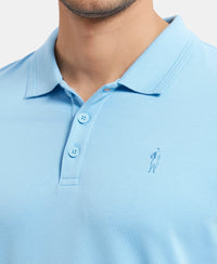 Super Combed Cotton Rich Solid Half Sleeve Polo T-Shirt - Alaskan Blue