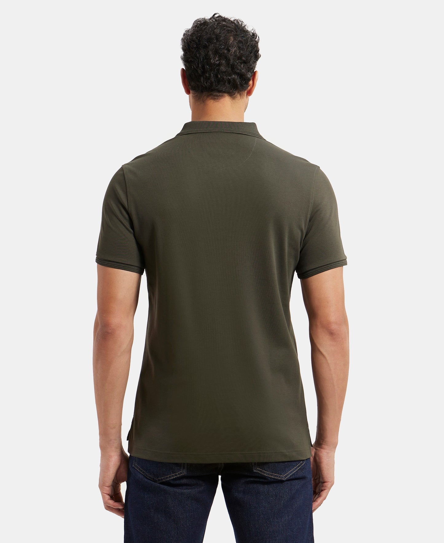 Super Combed Cotton Rich Solid Half Sleeve Polo T-Shirt - Olive