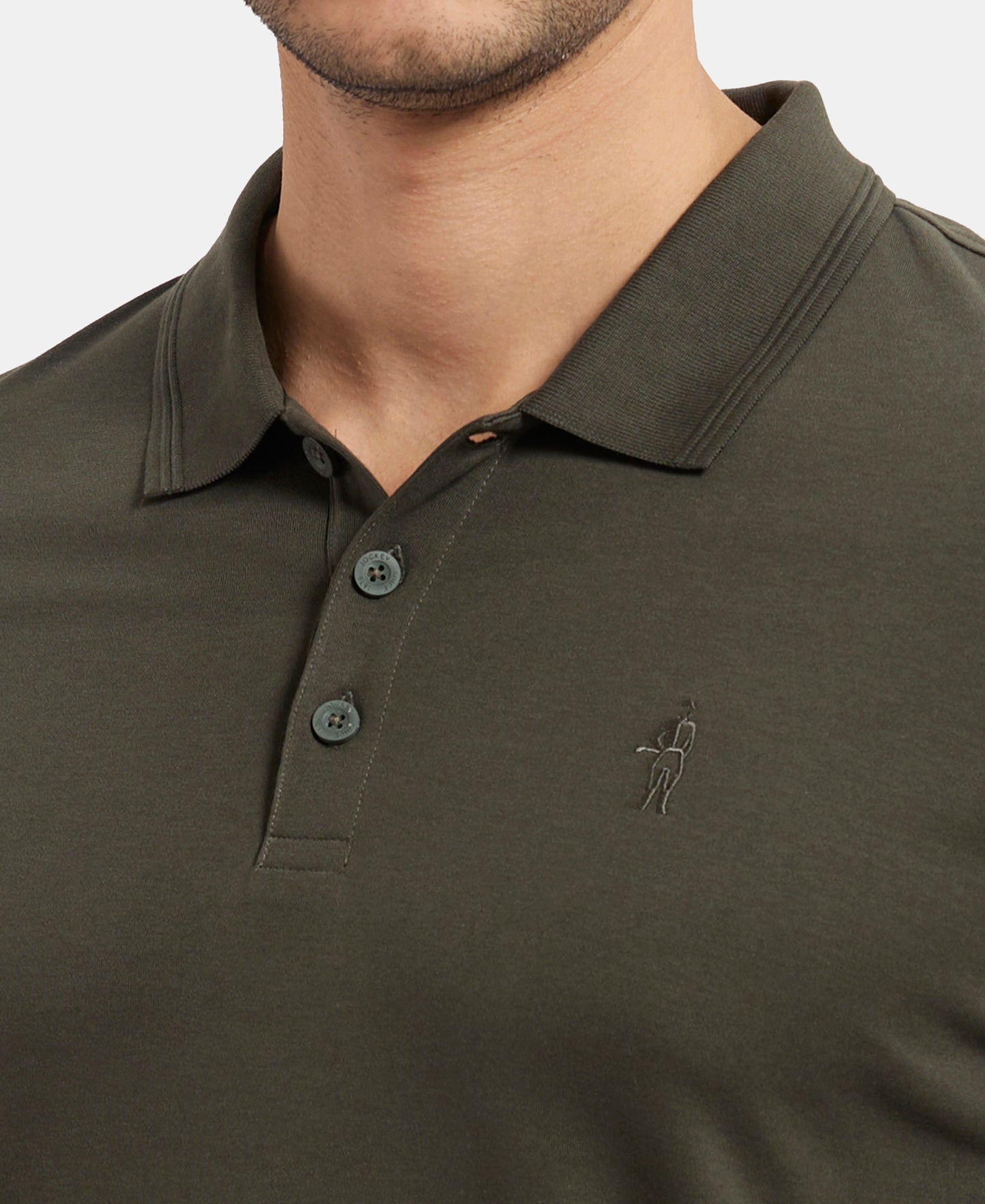 Super Combed Cotton Rich Solid Half Sleeve Polo T-Shirt - Olive