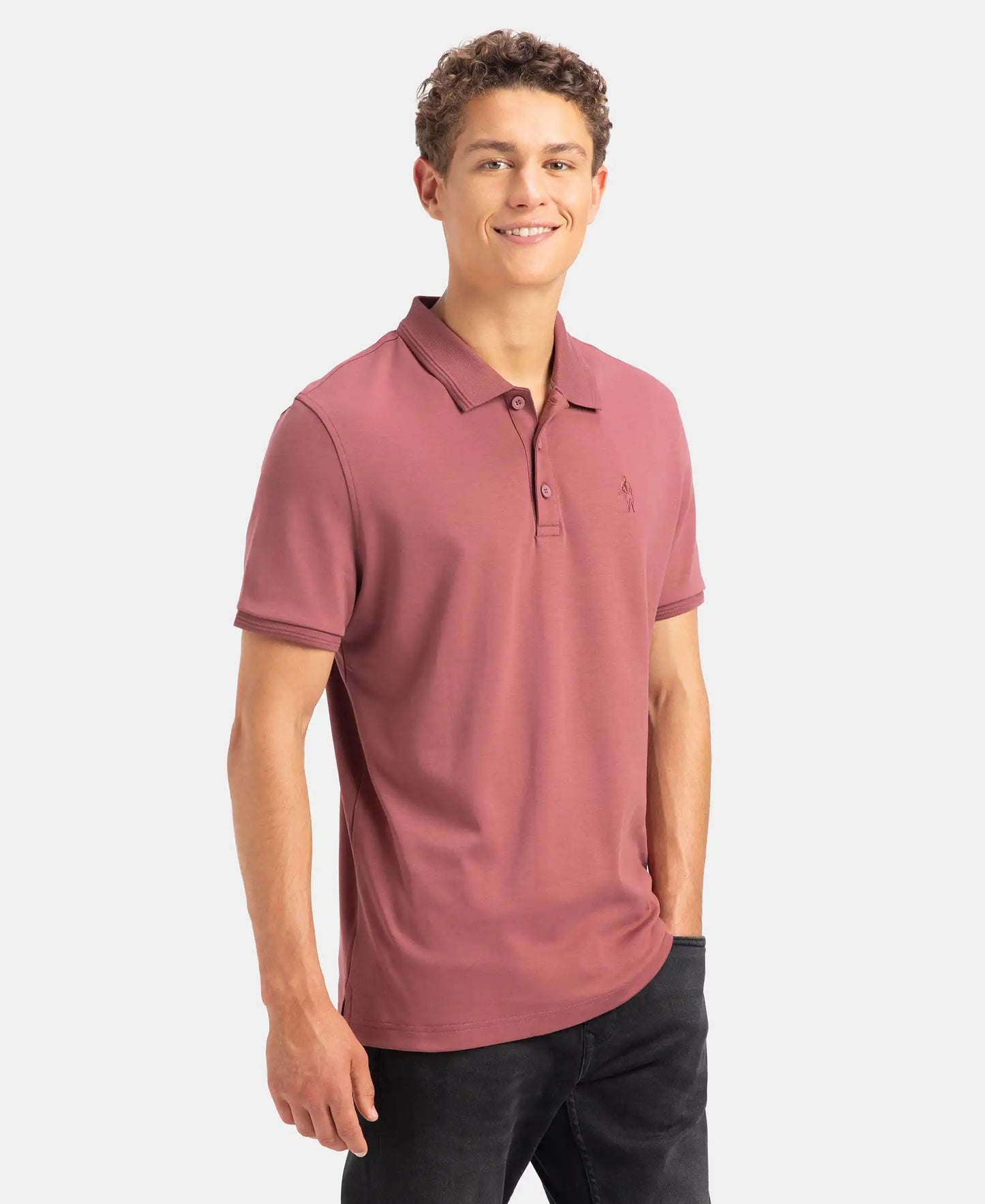 Super Combed Cotton Rich Solid Half Sleeve Polo T-Shirt - Wild Ginger