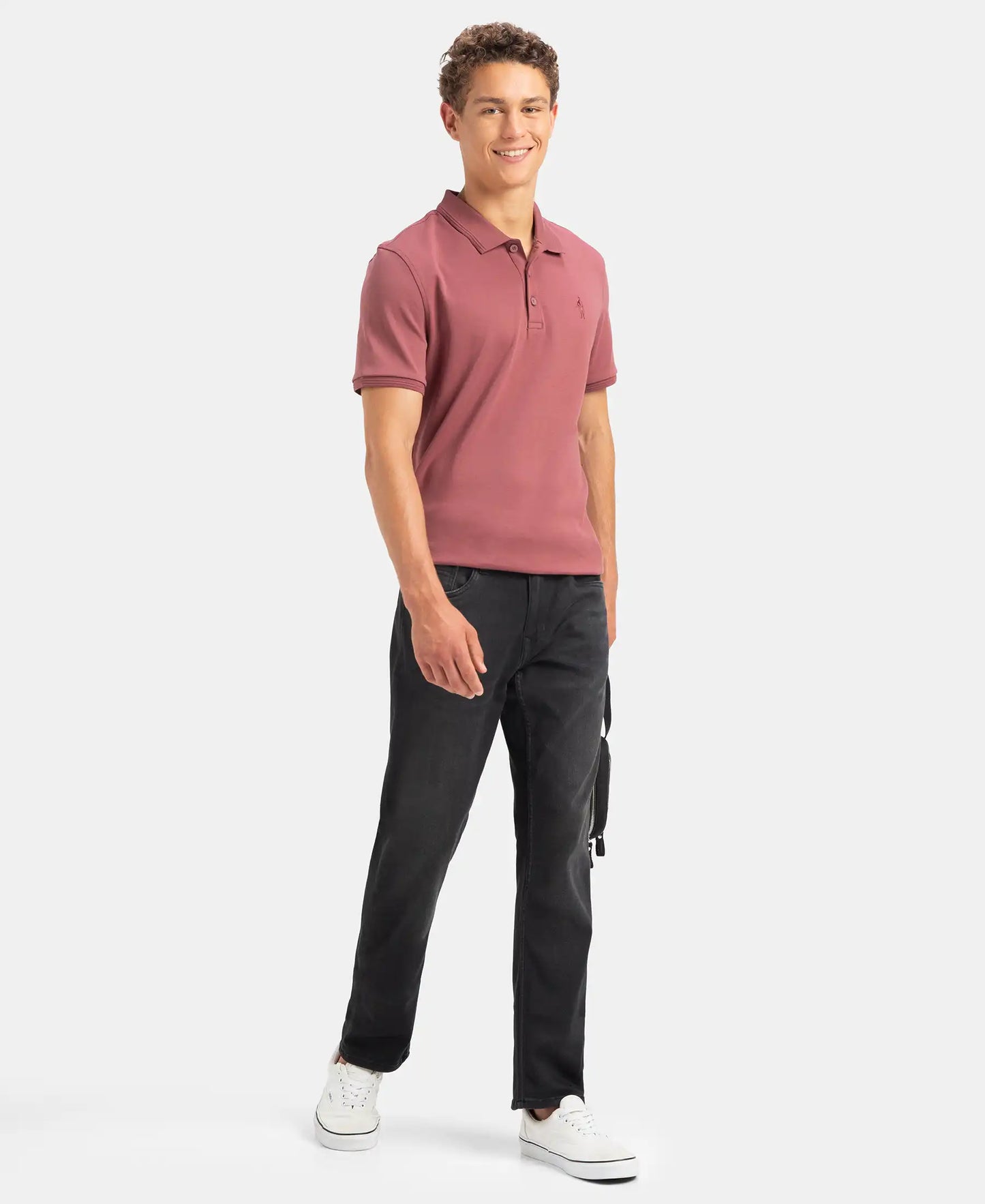 Super Combed Cotton Rich Solid Half Sleeve Polo T-Shirt - Wild Ginger