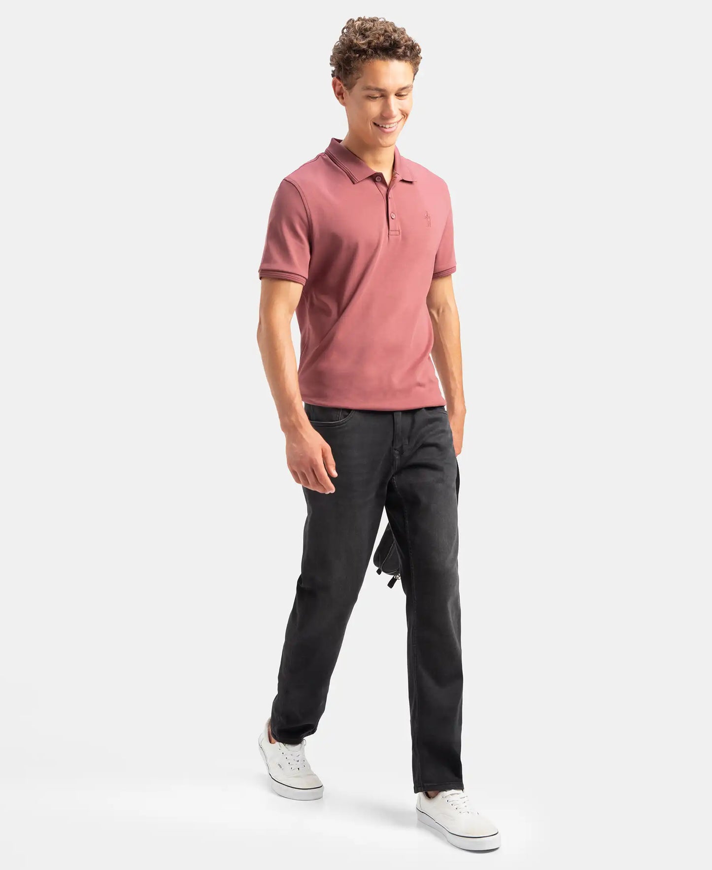 Super Combed Cotton Rich Solid Half Sleeve Polo T-Shirt - Wild Ginger