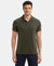 Super Combed Cotton Rich Solid Half Sleeve Polo T-Shirt with Chest Pocket - Olive