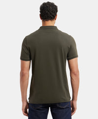 Super Combed Cotton Rich Solid Half Sleeve Polo T-Shirt with Chest Pocket - Olive