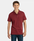 Super Combed Cotton Rich Solid Half Sleeve Polo T-Shirt with Chest Pocket - Pomegranate