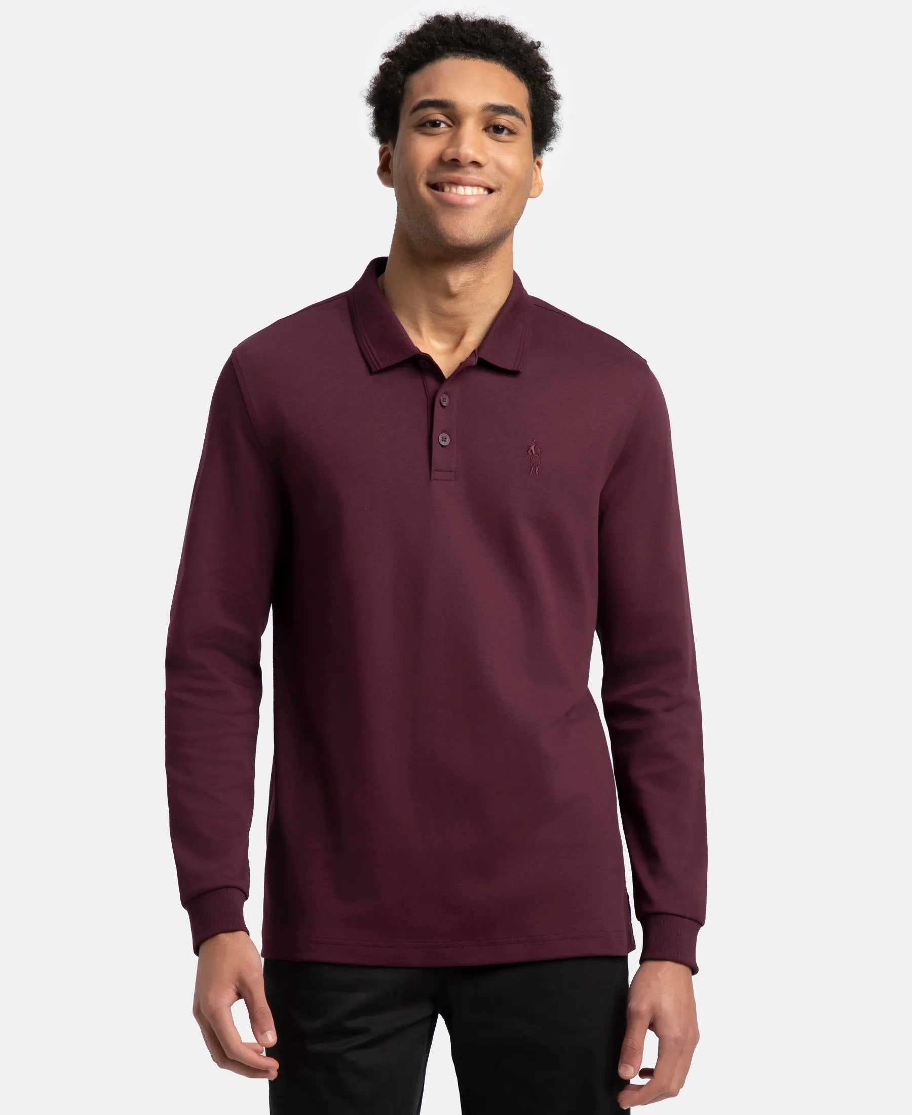 Buy Super Combed Cotton Rich Solid Full Sleeve Polo T-Shirt with