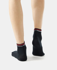 Compact Cotton Elastane Stretch Ankle Length Socks with StayFresh Treatment - Black (Pack of 2)