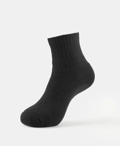 Compact Cotton Terry Ankle Length Socks With StayFresh Treatment - Black
